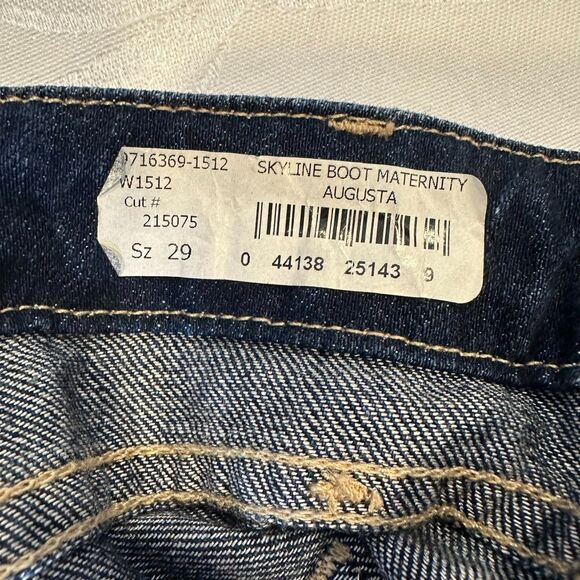 Paige Size-29 Womens Jeans Skyline Boot Dark Maternity Whiskered Distressed - Picture 4 of 16